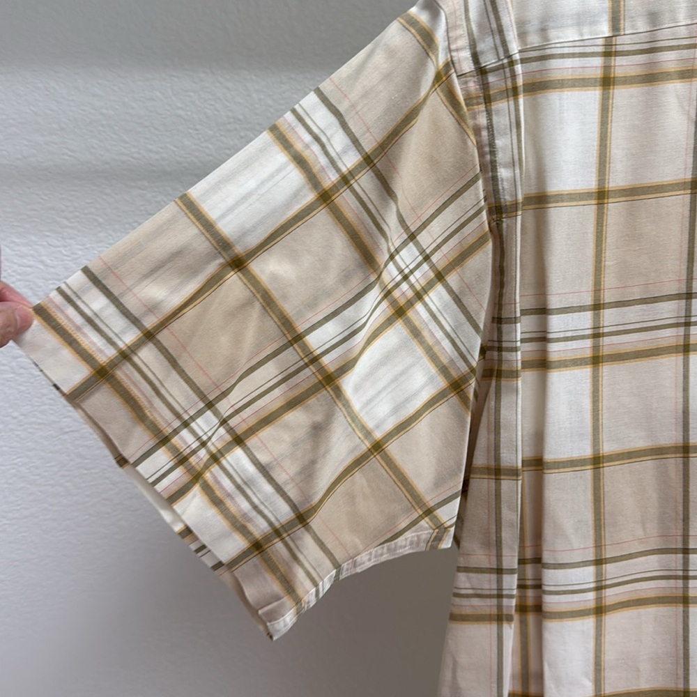 Turnbury Men’s XL‎ Short Sleeve Button Down Tan Plaid Dress Shirt 100% Cotton - Picture 12 of 14
